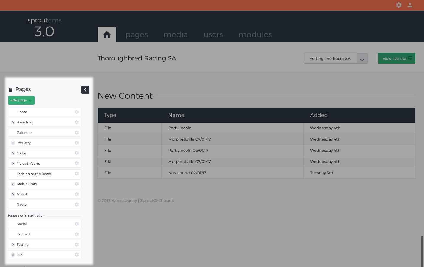 Dashboard-SproutCMS-sidebarpages