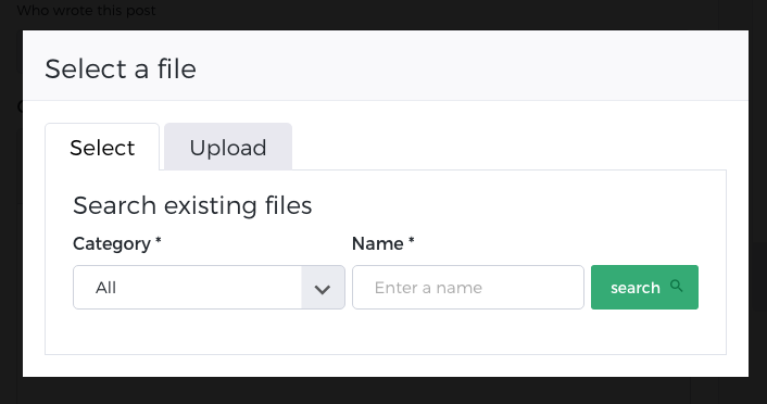 Files module select existing
