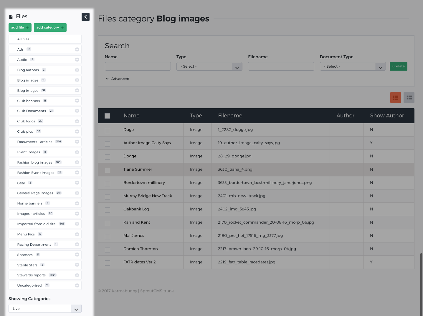 Categories sidebar